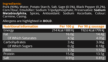 The Hodders Lane Nutritional Information and Ingredients