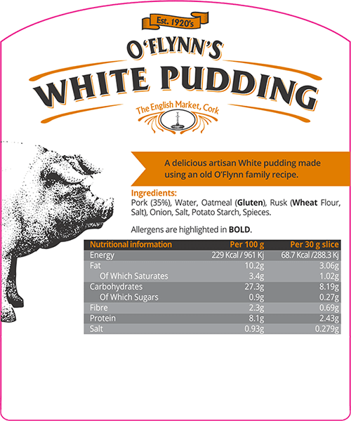 White Pudding Packaging Label
