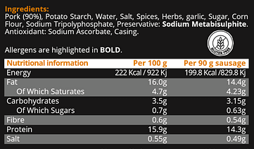 Nutritional info and ingredients The Sweet Italian